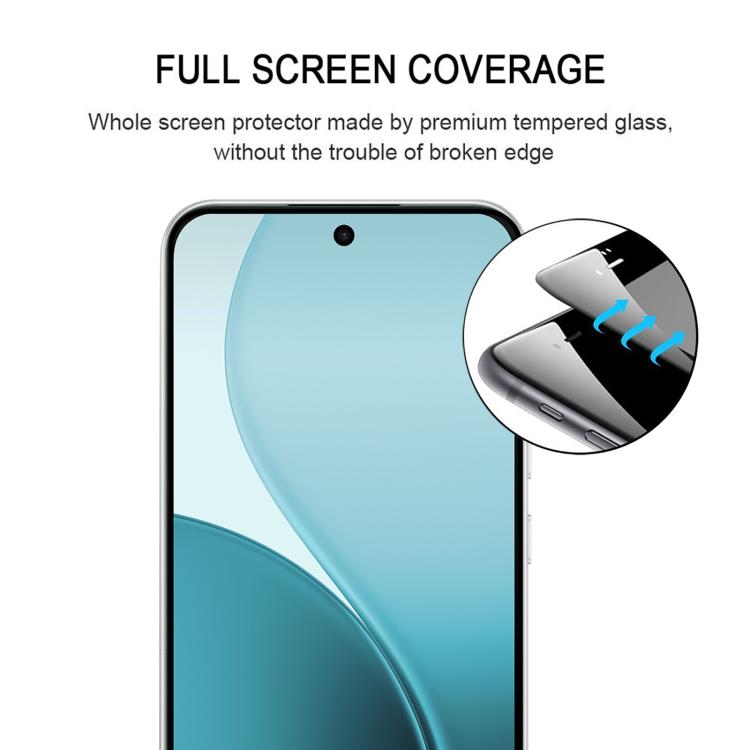 For OPPO F33 5G High Aluminum Full Screen Silk Printing Tempered Glass Film, Support Fingerprint Unlocking