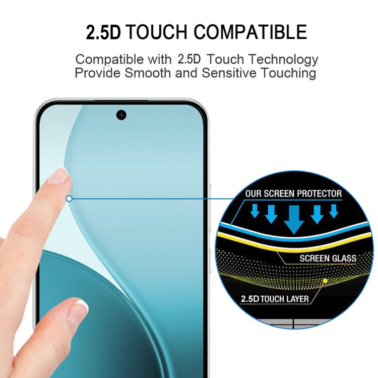 For OPPO F33 5G High Aluminum Full Screen Silk Printing Tempered Glass Film, Support Fingerprint Unlocking
