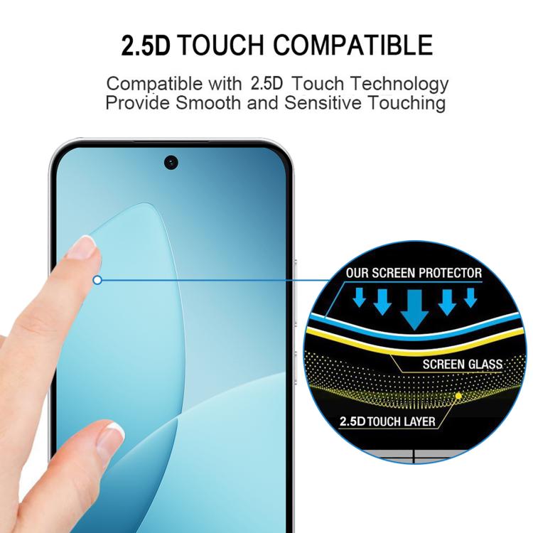 For OPPO F33 Pro 5G 25pcs High Aluminum Full Screen Silk Printing Tempered Glass Film, Support Fingerprint Unlocking