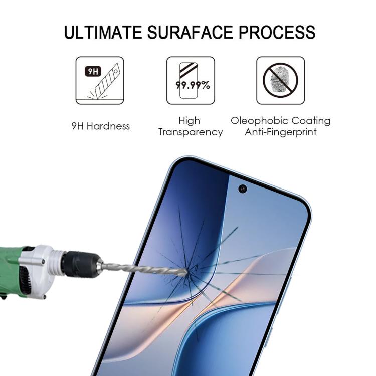 For vivo T5 Pro 5G High Aluminum Full Screen Silk Printing Tempered Glass Film, Support Fingerprint Unlocking