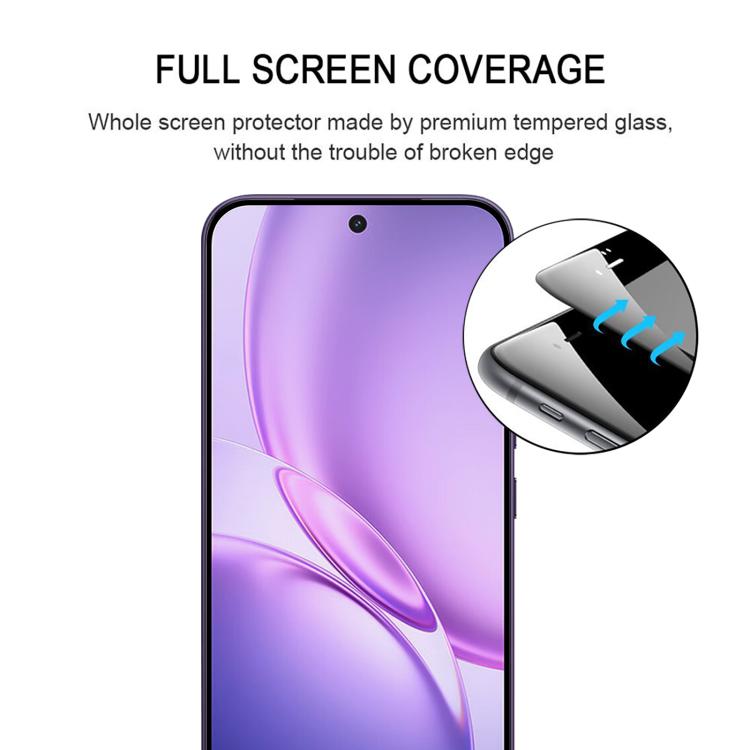 For vivo Y600 Pro 5G High Aluminum Full Screen Silk Printing Tempered Glass Film, Support Fingerprint Unlocking