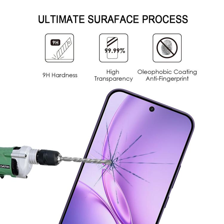 For vivo Y600 Pro 5G High Aluminum Full Screen Silk Printing Tempered Glass Film, Support Fingerprint Unlocking