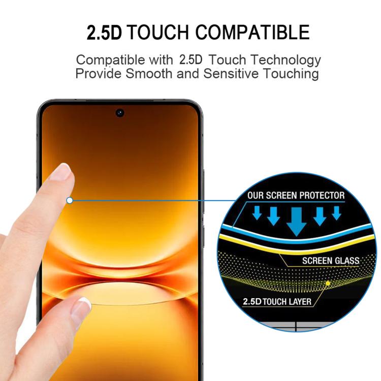 For vivo iQOO 15T 5G High Aluminum Full Screen Silk Printing Tempered Glass Film, Support Fingerprint Unlocking