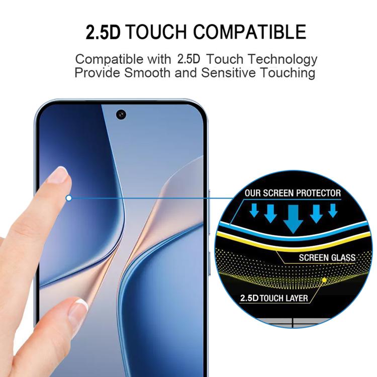 For vivo T5 Pro 5G 25pcs High Aluminum Full Screen Silk Printing Tempered Glass Film, Support Fingerprint Unlocking