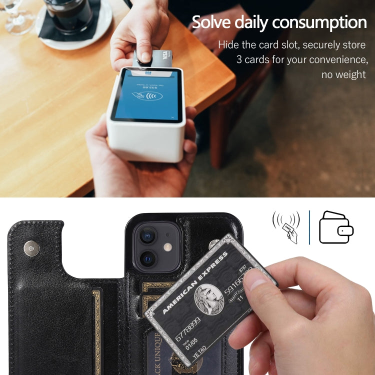 For iPhone 12 mini Shockproof PU + TPU Leather Case with Card Slots & Holder & Photo Frame & Wallet