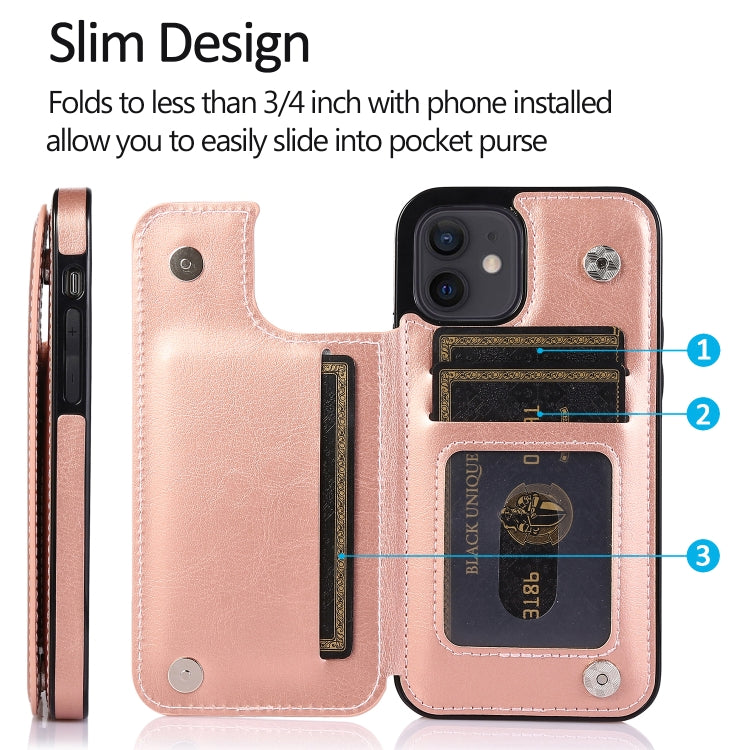 For iPhone 12 mini Shockproof PU + TPU Leather Case with Card Slots & Holder & Photo Frame & Wallet