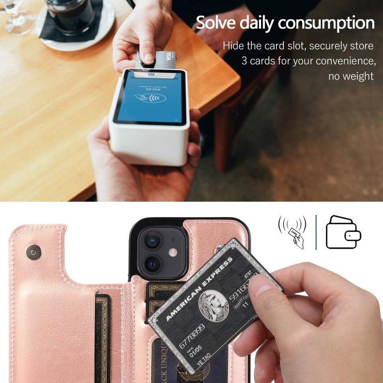 For iPhone 12 mini Shockproof PU + TPU Leather Case with Card Slots & Holder & Photo Frame & Wallet