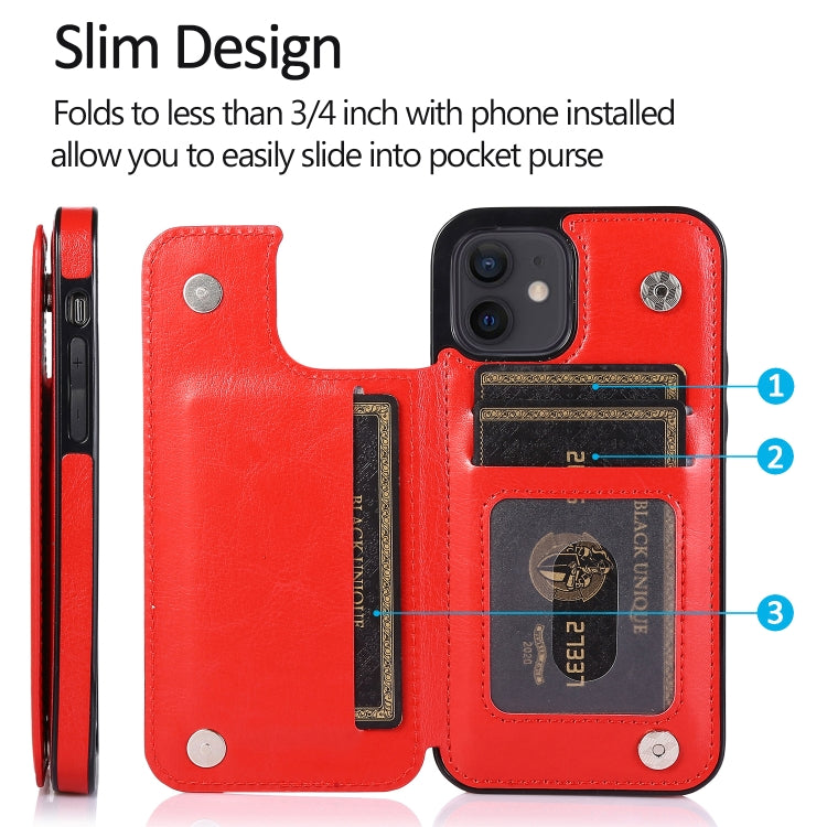 For iPhone 12 mini Shockproof PU + TPU Leather Case with Card Slots & Holder & Photo Frame & Wallet
