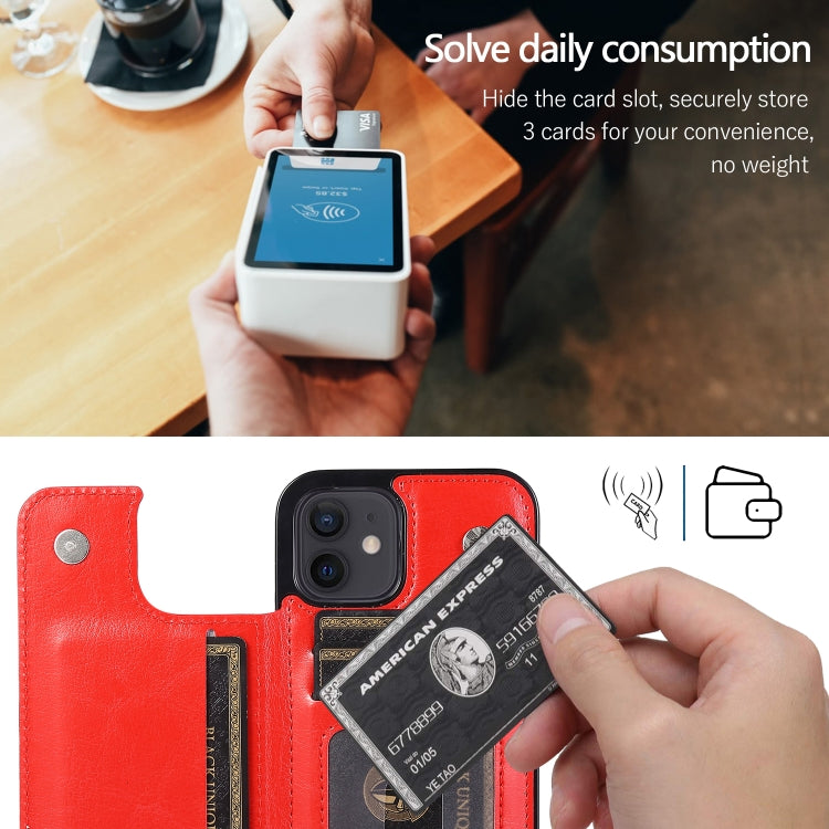 For iPhone 12 mini Shockproof PU + TPU Leather Case with Card Slots & Holder & Photo Frame & Wallet