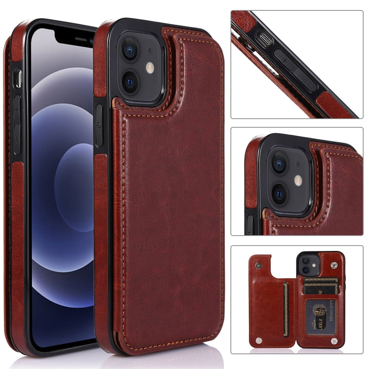 For iPhone 12 mini Shockproof PU + TPU Leather Case with Card Slots & Holder & Photo Frame & Wallet