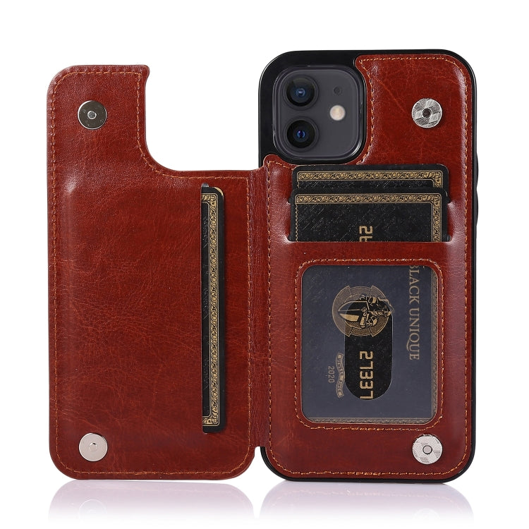 For iPhone 12 mini Shockproof PU + TPU Leather Case with Card Slots & Holder & Photo Frame & Wallet