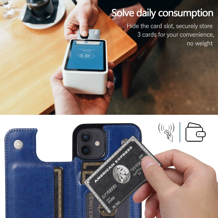 For iPhone 12 mini Shockproof PU + TPU Leather Case with Card Slots & Holder & Photo Frame & Wallet