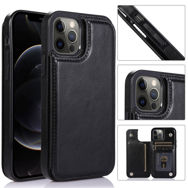 For iPhone 12 / 12 Pro Shockproof PU + TPU Leather Case with Card Slots & Holder & Photo Frame & Wallet