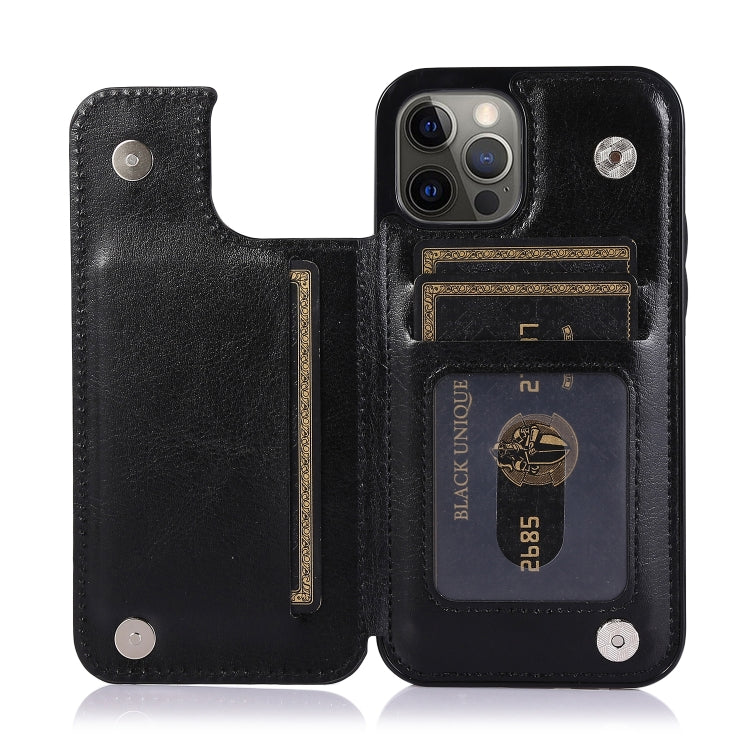For iPhone 12 / 12 Pro Shockproof PU + TPU Leather Case with Card Slots & Holder & Photo Frame & Wallet