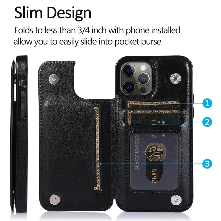 For iPhone 12 / 12 Pro Shockproof PU + TPU Leather Case with Card Slots & Holder & Photo Frame & Wallet