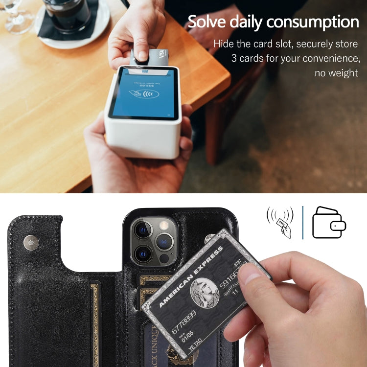 For iPhone 12 / 12 Pro Shockproof PU + TPU Leather Case with Card Slots & Holder & Photo Frame & Wallet