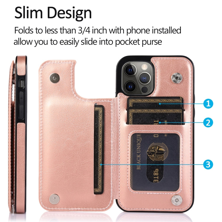 For iPhone 12 / 12 Pro Shockproof PU + TPU Leather Case with Card Slots & Holder & Photo Frame & Wallet