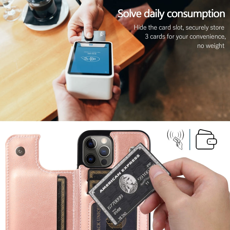 For iPhone 12 / 12 Pro Shockproof PU + TPU Leather Case with Card Slots & Holder & Photo Frame & Wallet