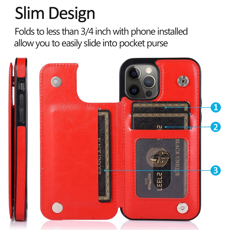 For iPhone 12 / 12 Pro Shockproof PU + TPU Leather Case with Card Slots & Holder & Photo Frame & Wallet