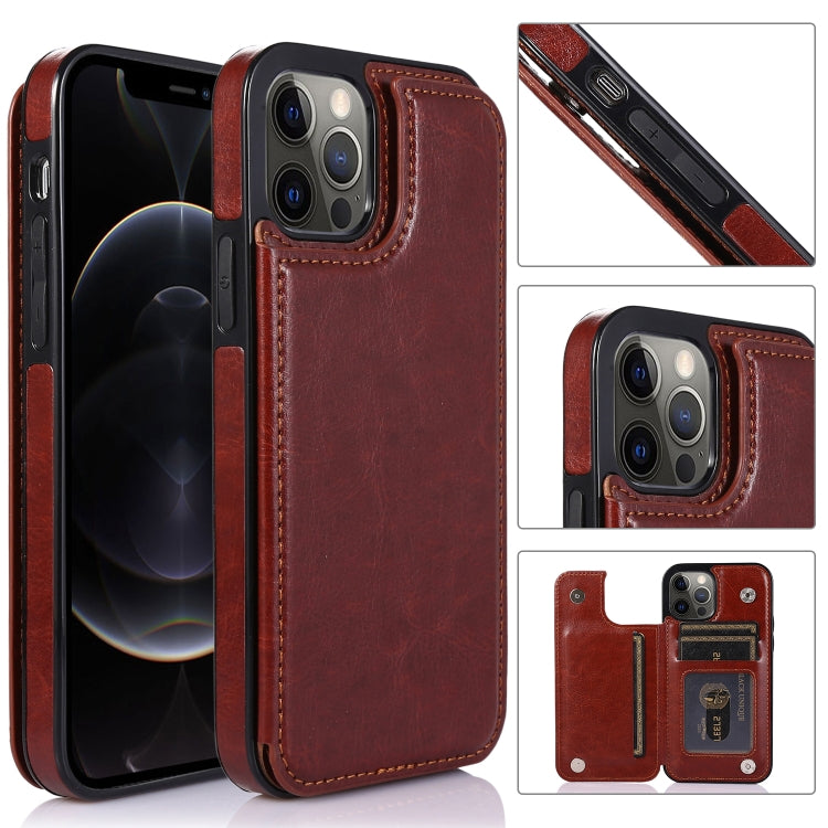 For iPhone 12 / 12 Pro Shockproof PU + TPU Leather Case with Card Slots & Holder & Photo Frame & Wallet