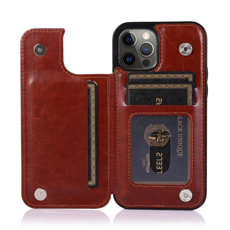 For iPhone 12 / 12 Pro Shockproof PU + TPU Leather Case with Card Slots & Holder & Photo Frame & Wallet