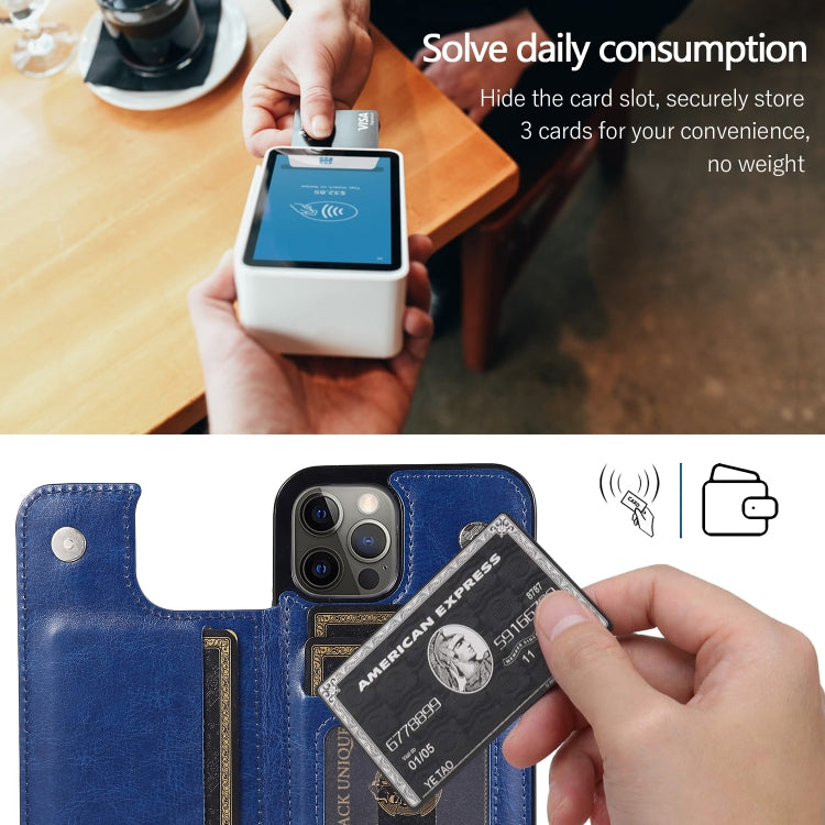 For iPhone 12 / 12 Pro Shockproof PU + TPU Leather Case with Card Slots & Holder & Photo Frame & Wallet