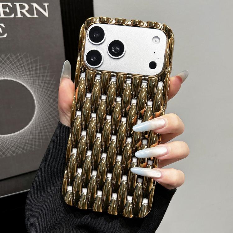 For iPhone 17 Pro Max Electroplated Twisted Texture Hollow Heat Dissipation TPU Phone Case