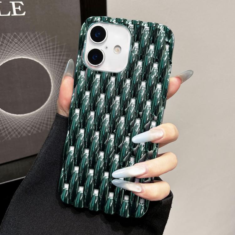 For iPhone 16 Plus Electroplated Twisted Texture Hollow Heat Dissipation TPU Phone Case