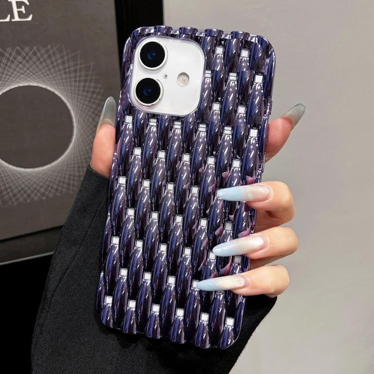 For iPhone 16 Electroplated Twisted Texture Hollow Heat Dissipation TPU Phone Case
