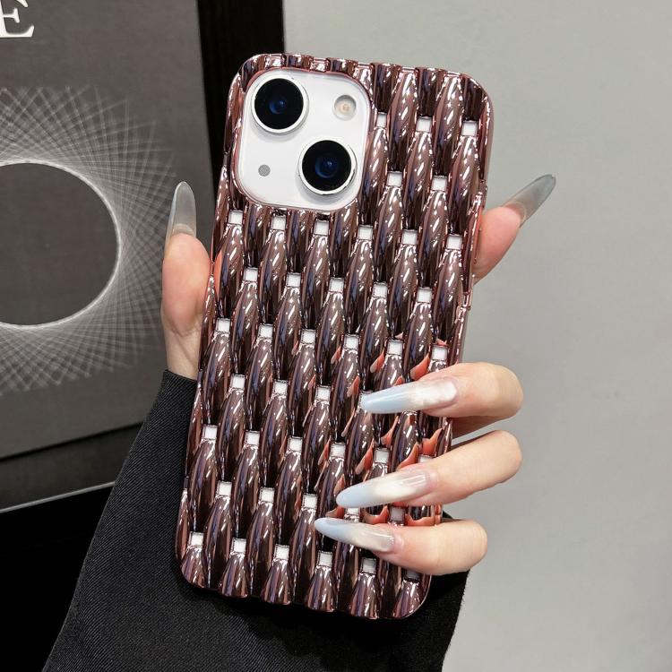For iPhone 15 Plus Electroplated Twisted Texture Hollow Heat Dissipation TPU Phone Case