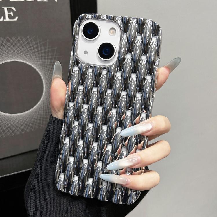 For iPhone 15 Electroplated Twisted Texture Hollow Heat Dissipation TPU Phone Case