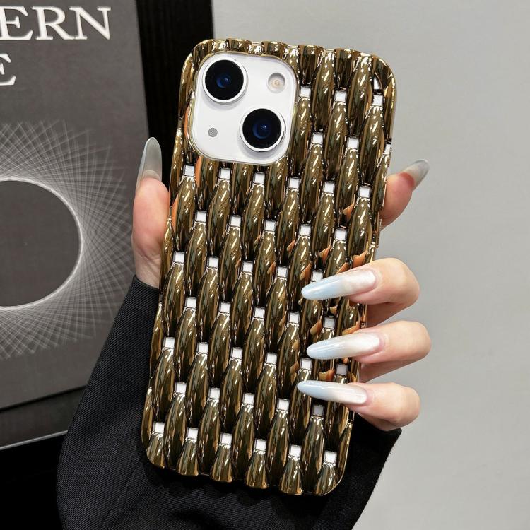 For iPhone 15 Electroplated Twisted Texture Hollow Heat Dissipation TPU Phone Case