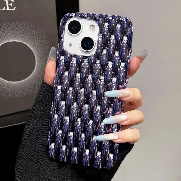 For iPhone 14 Plus Electroplated Twisted Texture Hollow Heat Dissipation TPU Phone Case