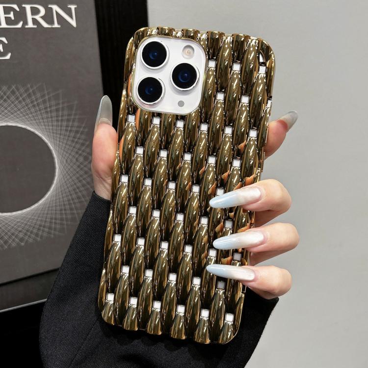 For iPhone 11 Pro Max Electroplated Twisted Texture Hollow Heat Dissipation TPU Phone Case