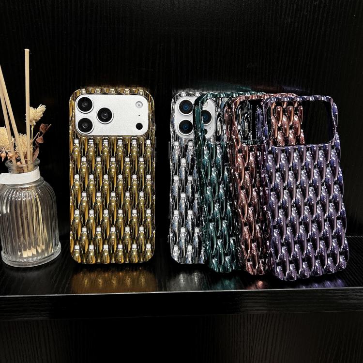 For iPhone 13 Pro Max Electroplated Twisted Texture Hollow Heat Dissipation TPU Phone Case