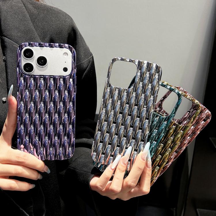 For iPhone 17 Pro Electroplated Twisted Texture Hollow Heat Dissipation TPU Phone Case