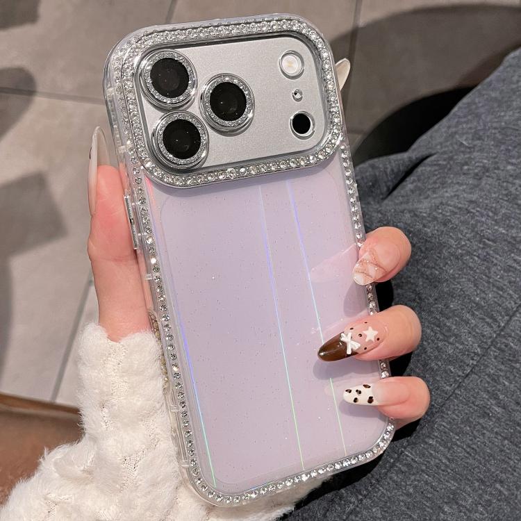For iPhone 17 Pro Double-sided Diamond Aurora Glitter TPU IMD PC Phone Case