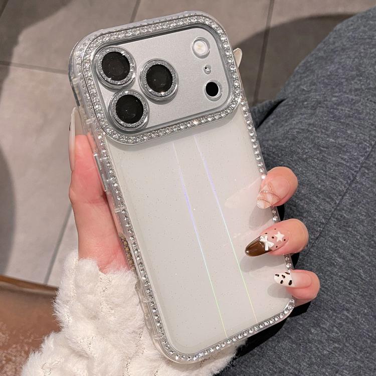 For iPhone 17 Pro Double-sided Diamond Aurora Glitter TPU IMD PC Phone Case
