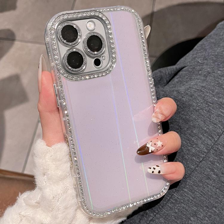 For iPhone 16 Pro Max Double-sided Diamond Aurora Glitter TPU IMD PC Phone Case