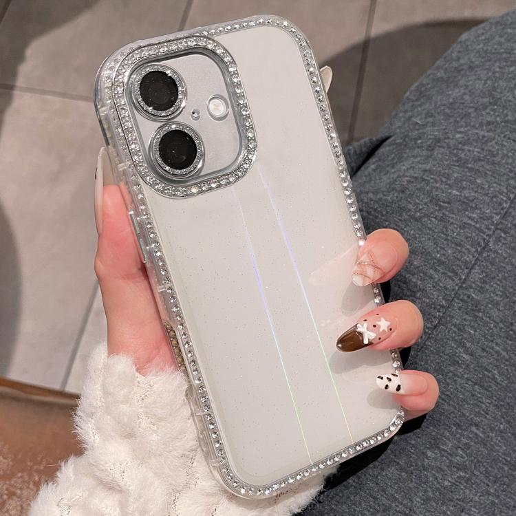 For iPhone 16 Plus Double-sided Diamond Aurora Glitter TPU IMD PC Phone Case