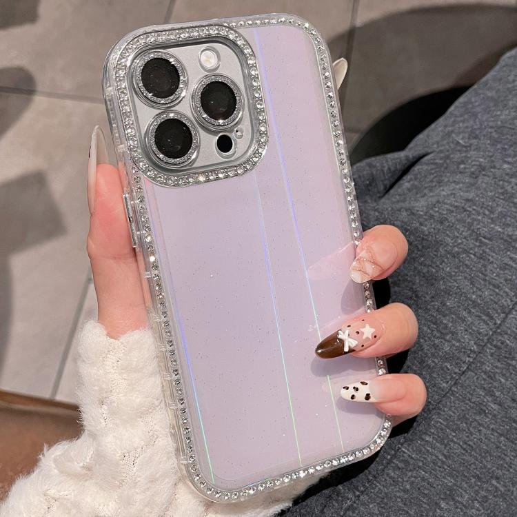 For iPhone 15 Pro Max Double-sided Diamond Aurora Glitter TPU IMD PC Phone Case