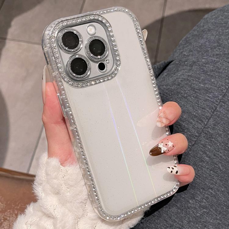 For iPhone 15 Pro Max Double-sided Diamond Aurora Glitter TPU IMD PC Phone Case