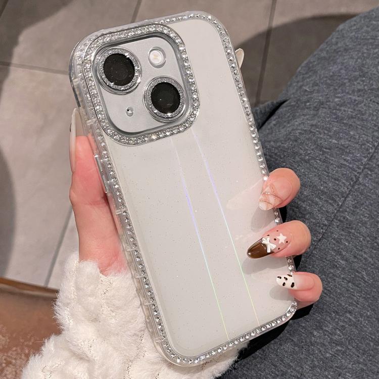 For iPhone 15 Double-sided Diamond Aurora Glitter TPU IMD PC Phone Case