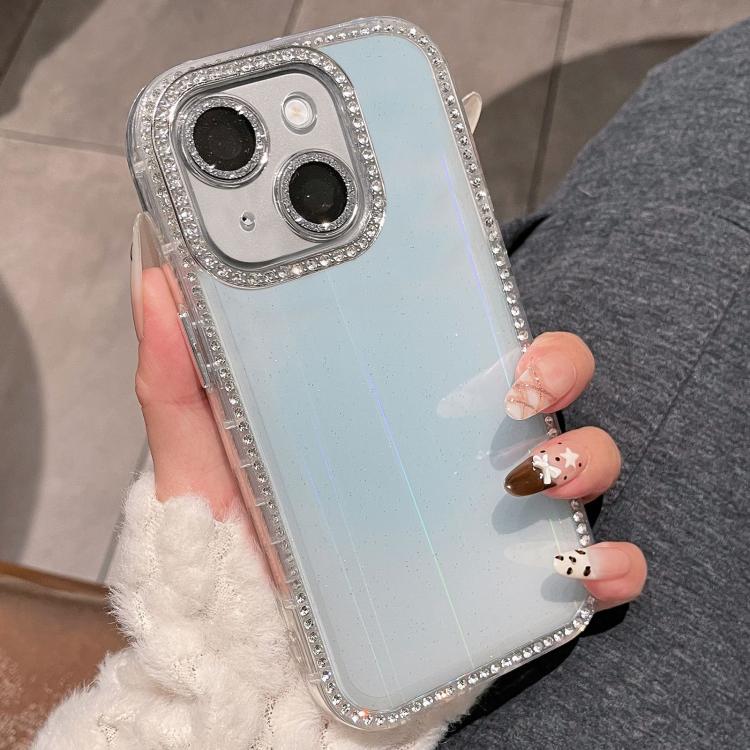 For iPhone 15 Double-sided Diamond Aurora Glitter TPU IMD PC Phone Case