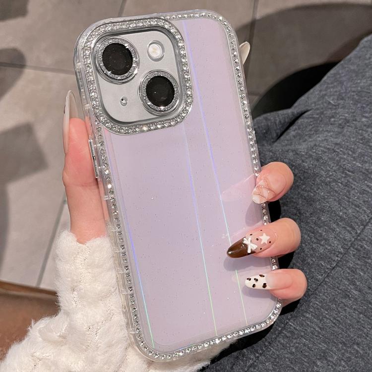For iPhone 14 / 13 Double-sided Diamond Aurora Glitter TPU IMD PC Phone Case