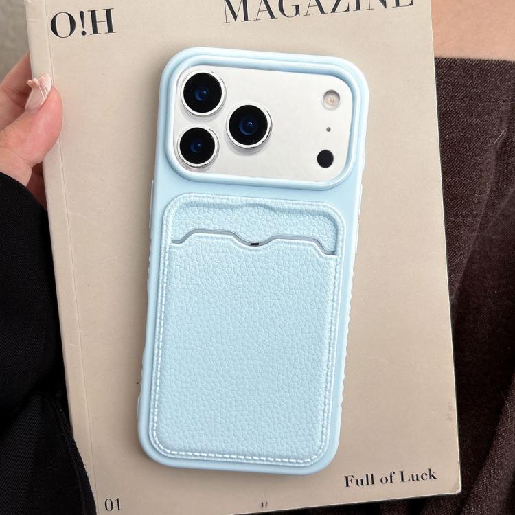 For iPhone 17 Pro Solid Color Lychee Texture Card Slot TPU Phone Case