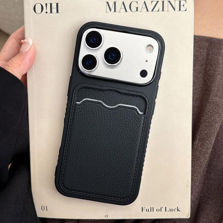 For iPhone 17 Pro Solid Color Lychee Texture Card Slot TPU Phone Case
