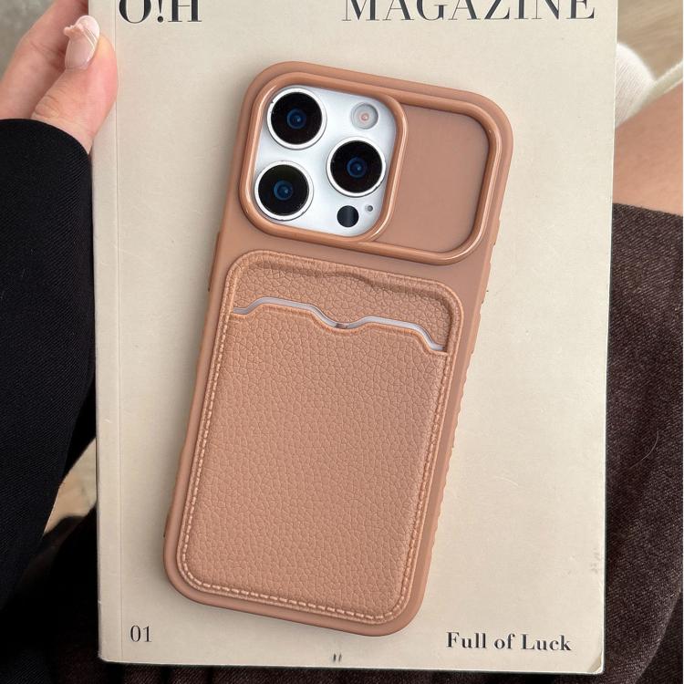 For iPhone 14 Pro Solid Color Lychee Texture Card Slot TPU Phone Case
