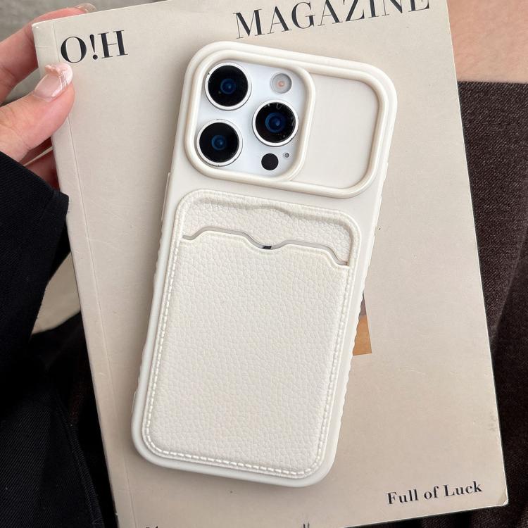 For iPhone 13 Pro Max Solid Color Lychee Texture Card Slot TPU Phone Case