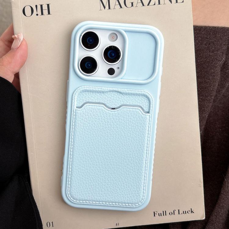 For iPhone 12 Pro Max Solid Color Lychee Texture Card Slot TPU Phone Case